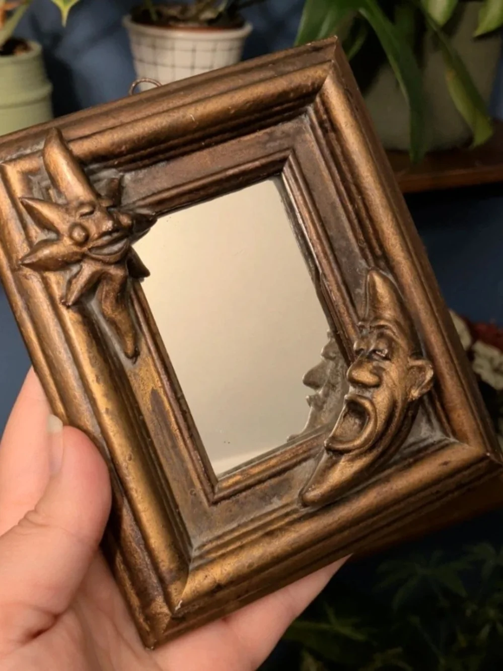 Bronze Sun & Moon Very Rare Antique Celestial Mirror